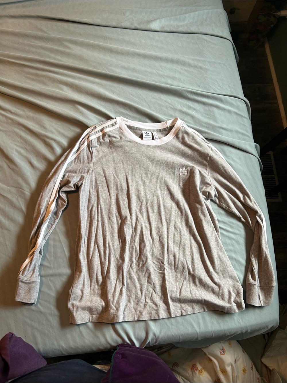 adidas Gray Crewneck Tee with White Rib Collar